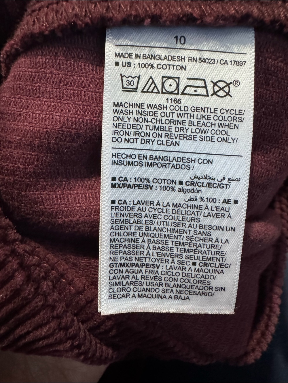 Old Navy Wide-Leg Corduroy Pants in Burgundy - Picture 7 of 7